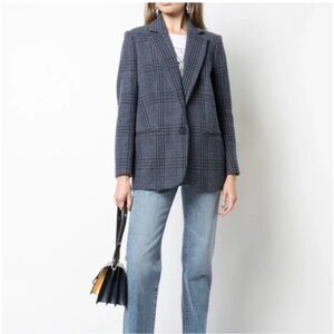 BA&SH Theo Plaid Wool One Button Blazer sz 2